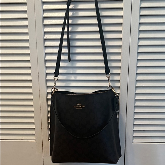 Coach dark brown and Black Crossbody and shoulder Bag 13”x12” - Picture 5 of 15